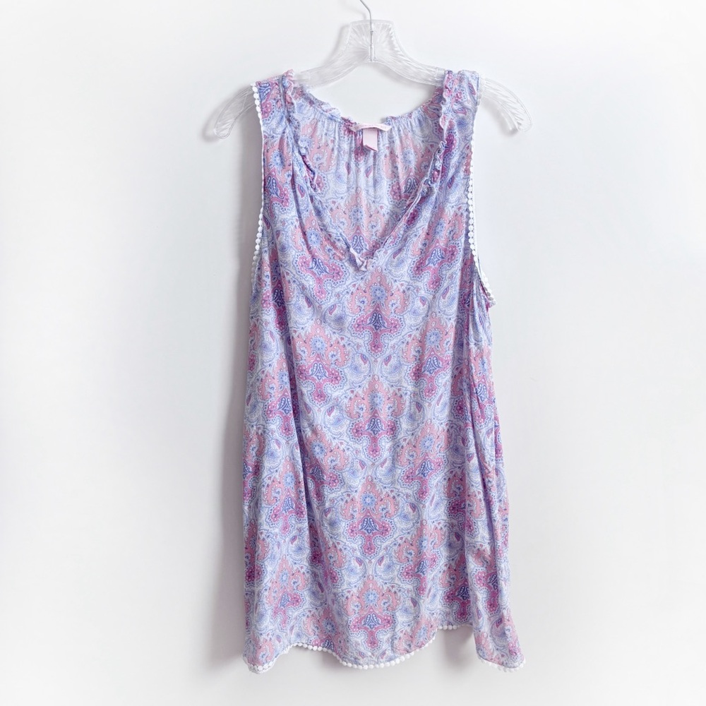 Victoria’s Secret nightgown pink blue paisley sleeveless ruffles vintage
